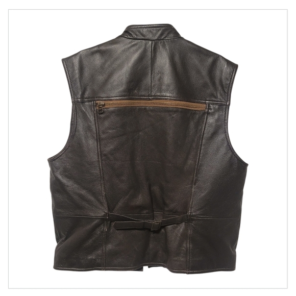 Vintage Giverny Genuine Leather Moto Utility Vest Large - Picture 4 of 16